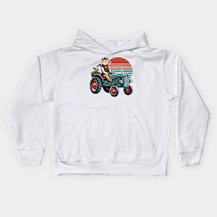 Funny Cat Driving A Tractor Kids Hoodie